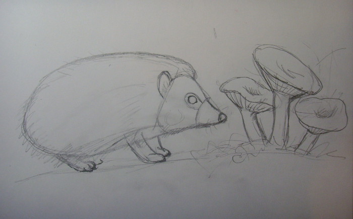 Ouriço orelhudo desenhar com um lápis. Nós desenhamos um ouriço com lápis
