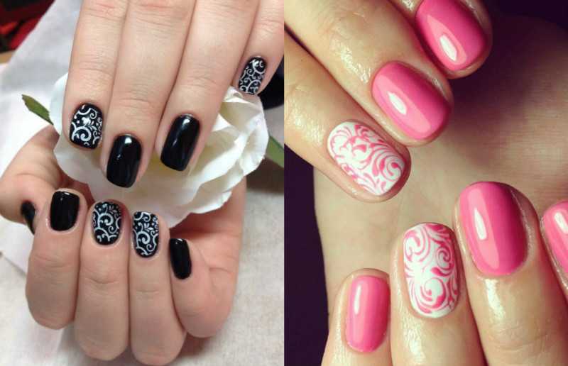 Estênceis para aprender a pintar as unhas. Pregos de pintura para iniciantes passo a passo com uma foto. Exemplos d