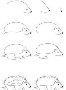 Ouriço orelhudo desenhar com um lápis. Nós desenhamos um ouriço com lápis