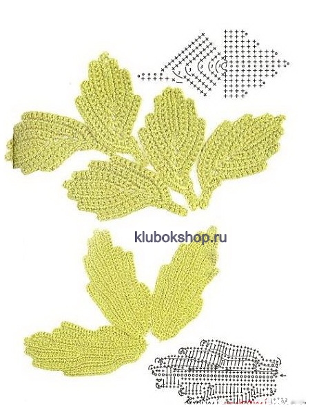 Как да плете красив лист. Плетени цветя и листа.
