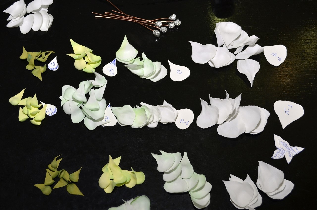 Flores espumiranas para patrones topiarios. El tulipán de espuma. Lily de foamirana.