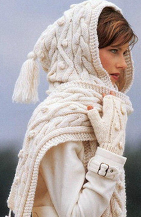 Cómo tejer el esquema de tejer capucha. Accesorio de moda y con estilo en el vestuario femenino: tejido de bufanda.