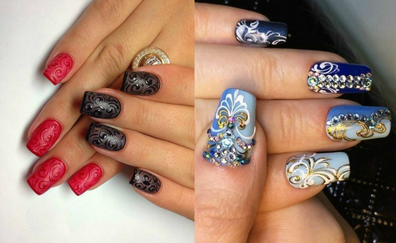Estênceis para aprender a pintar as unhas. Pregos de pintura para iniciantes passo a passo com uma foto. Exemplos d