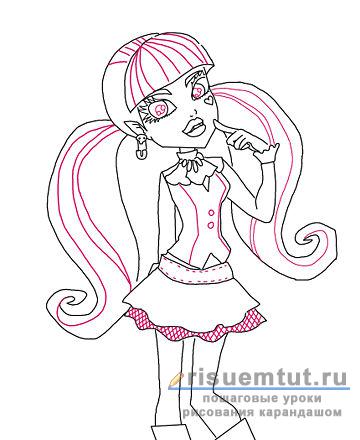 Скици с молив чудовище високо. Как да нарисувате молив Monster High на етапи? Как да нарисувате кукла-чудовище за д